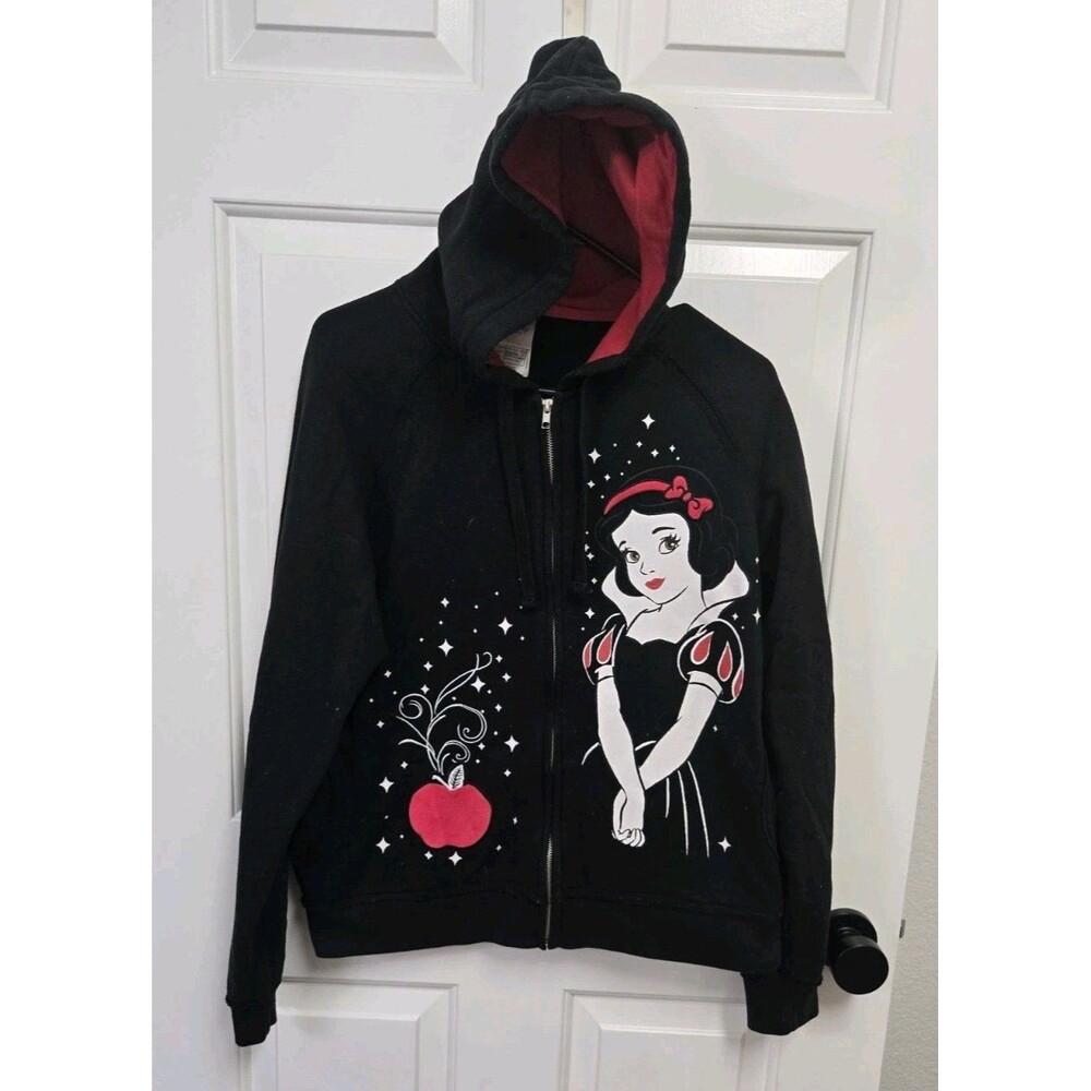 Disney Store Woman's L Black/Red Snow White/Red Apple Princess Zip Up Hoodie